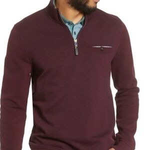 Ted Baker Men's Deep Burgundy/plum  Zip-Up Sweater